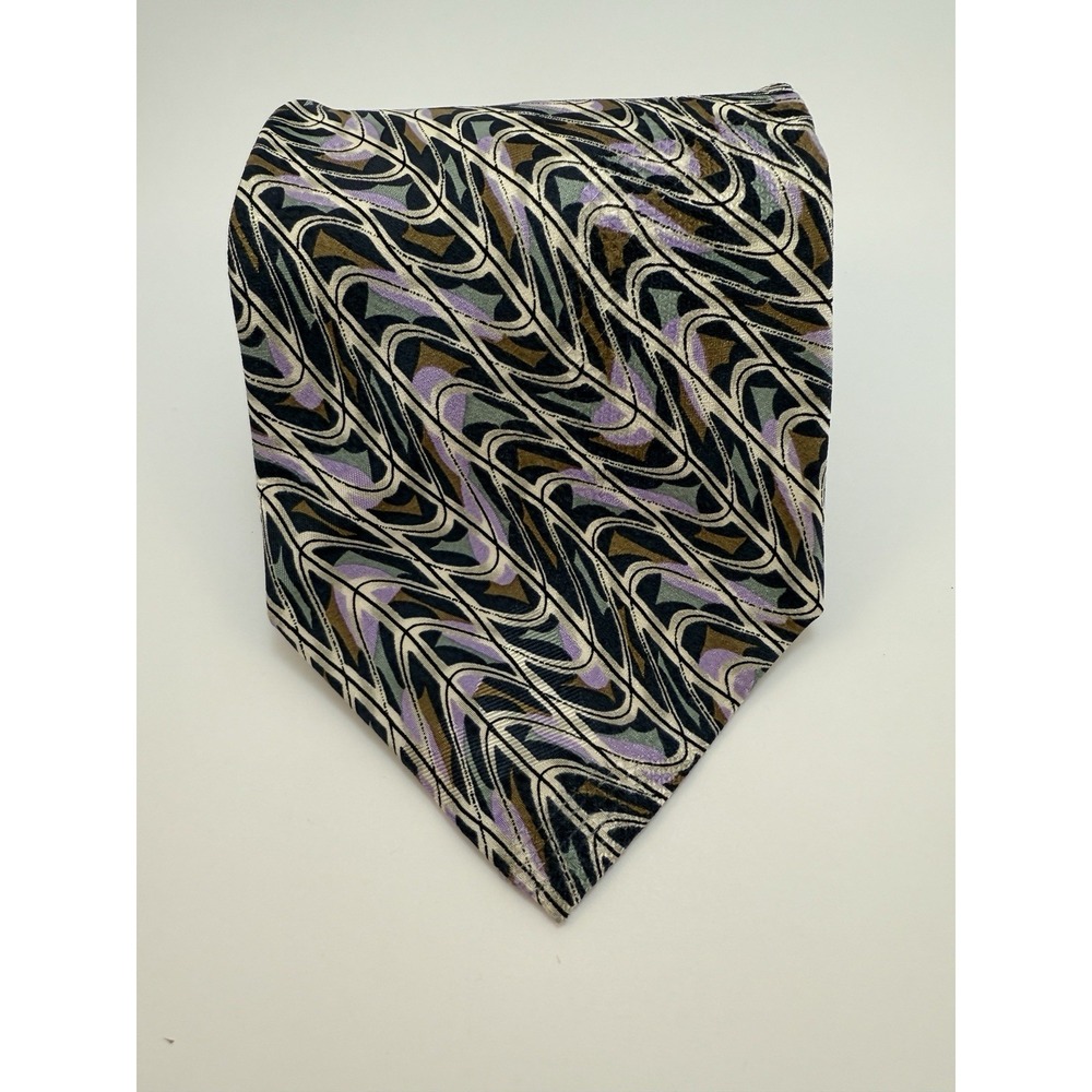 Farentino Ferre Men's 100% Silk Handmade In Italy Extra Long (62) Multicolor Geo